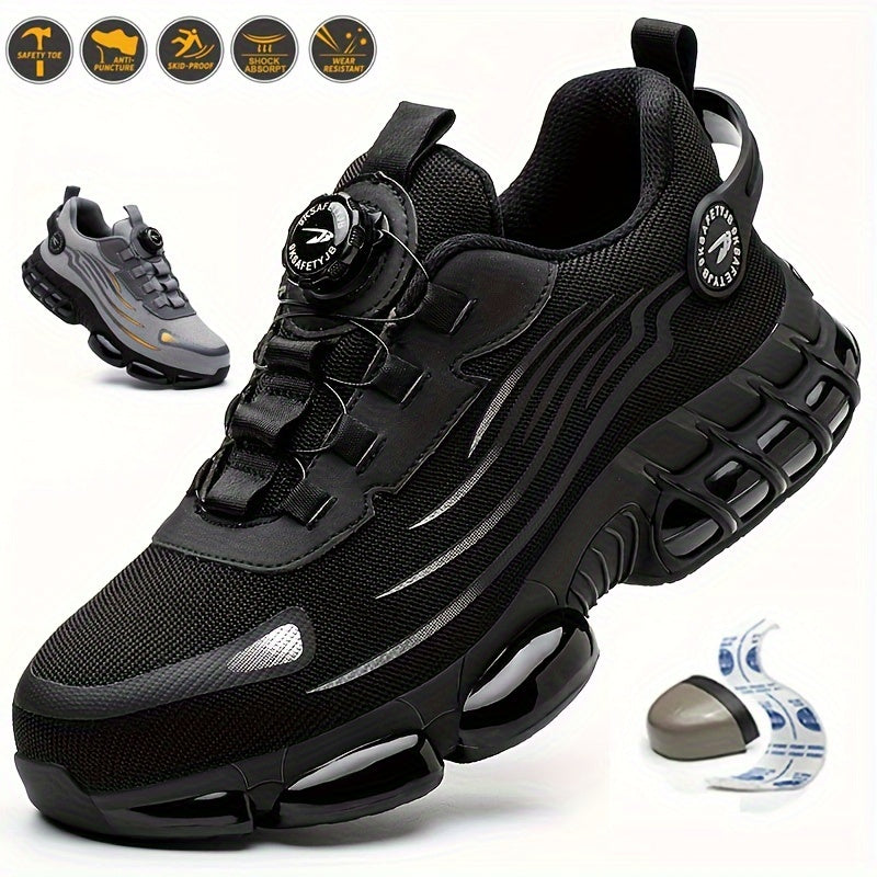Men's Durable Steel Toe Work Boots Puncture-Proof Non-Slip Mesh Safety Shoes