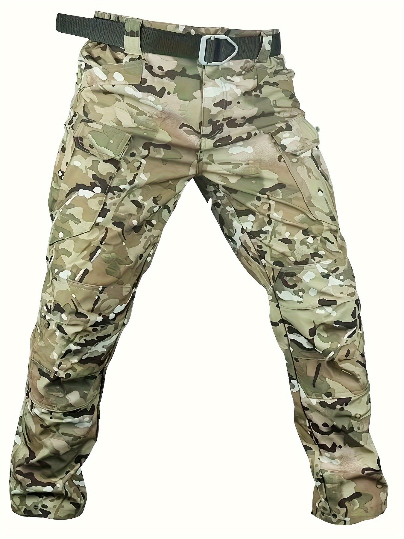 Men's Camouflage Fleece Jacket and Work Pants Set for Outdoor Hiking and Casual Wear