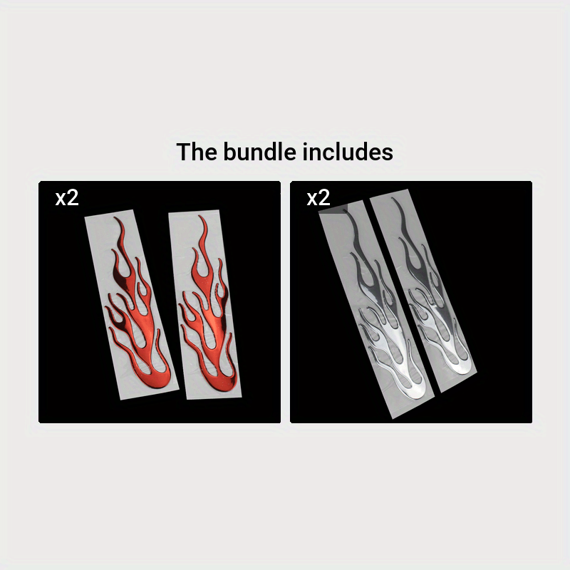 2Pcs Reflective Vinyl Flame Stickers for Cars and Motorcycles Decals