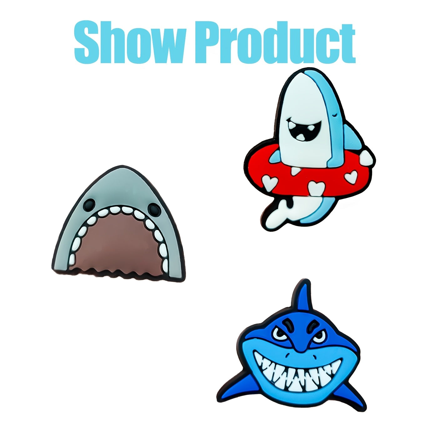 12 pcs Cute Shark PVC Charm Set Detachable Accessories for Kids and Teens