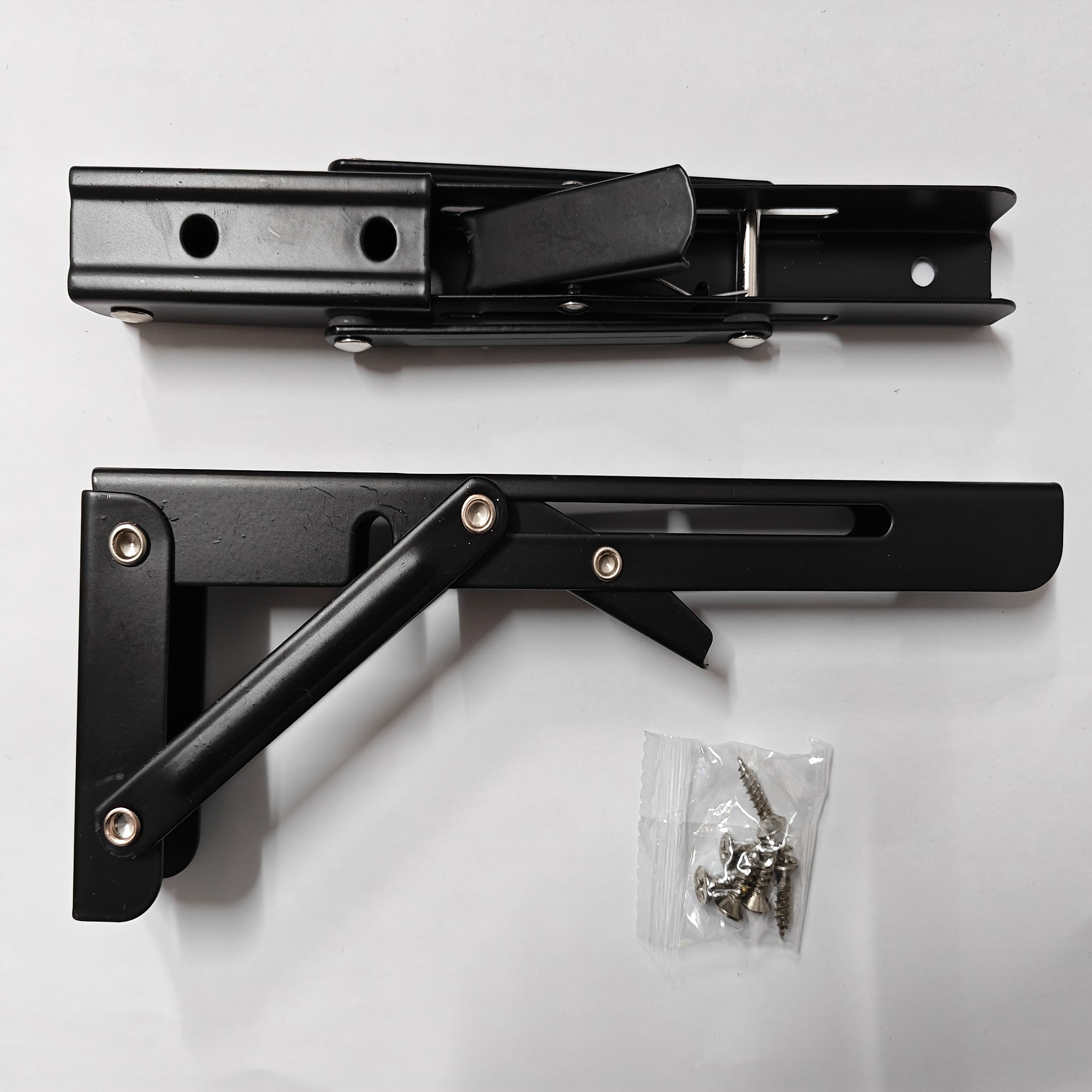 2-Pack Stainless Steel Folding Bracket Table Shelf Black for Campervan Motorhome