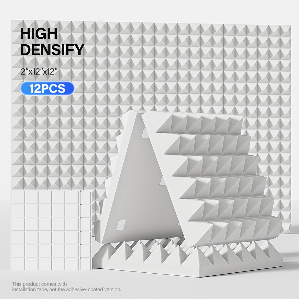 12-штукатурных панелей из акустической пены в пирамидальной форме для звукоизоляции, студии звукозаписи, дома, белые, черные, серые