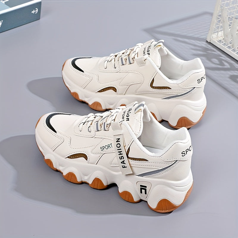 Zapatillas de malla con bloques de color para mujer con plataforma de suela suave y diseño transpirable de caña baja