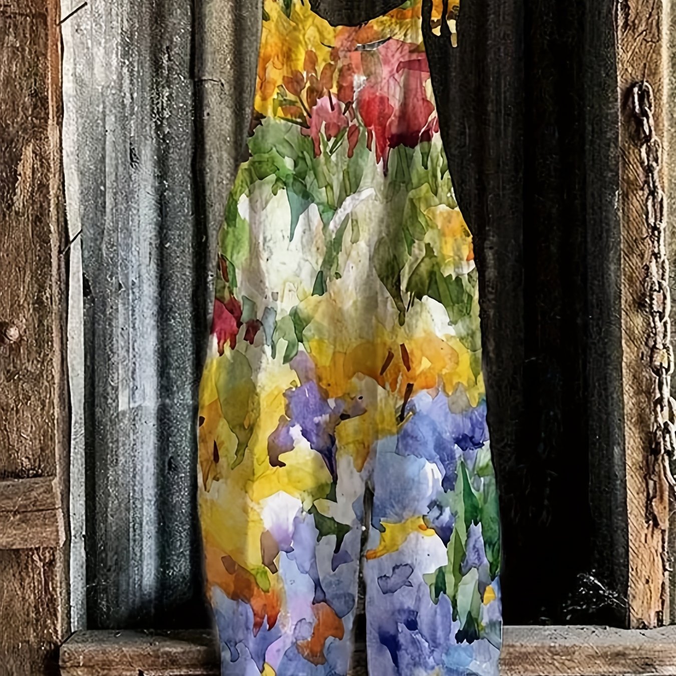 Plus Size Women's Floral Print Sleeveless Jumpsuit Stretchy Elastic Casual Summer Vacation