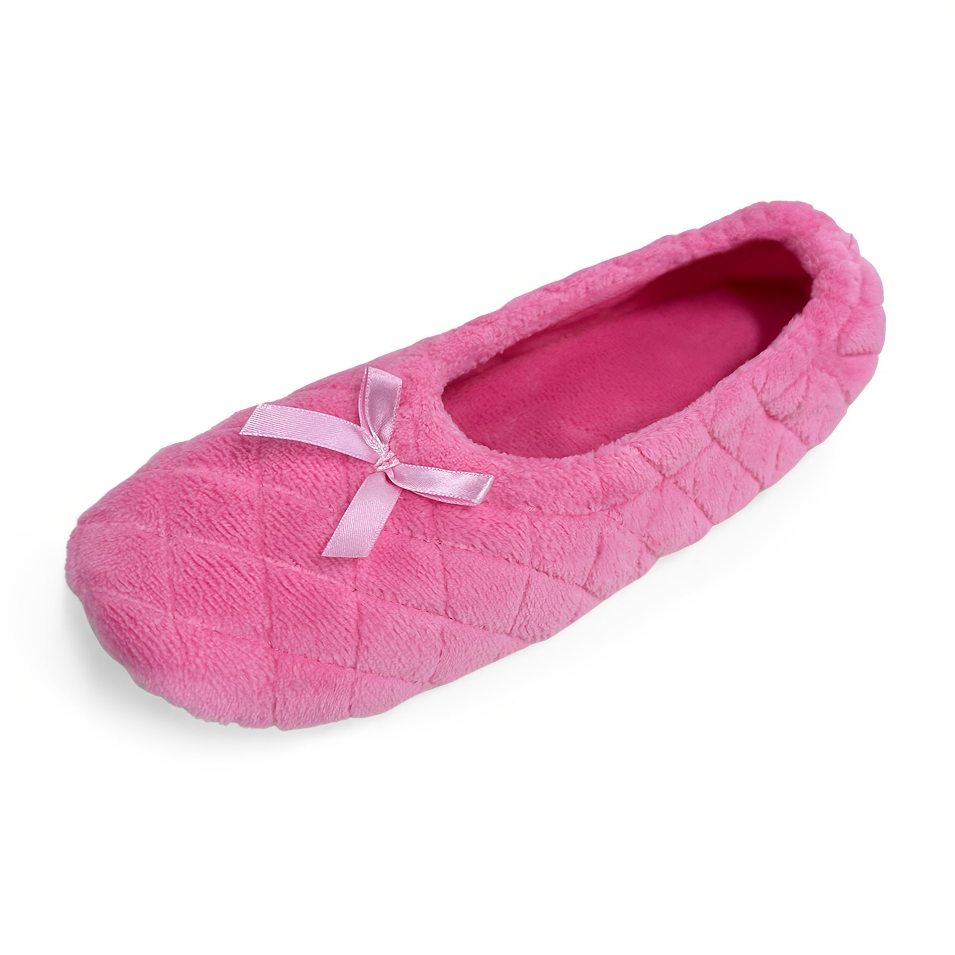 Ayollar uchun bir rangli qavatiq Terrycloth ballerina tufli, saten lent bilan ichki poyabzal