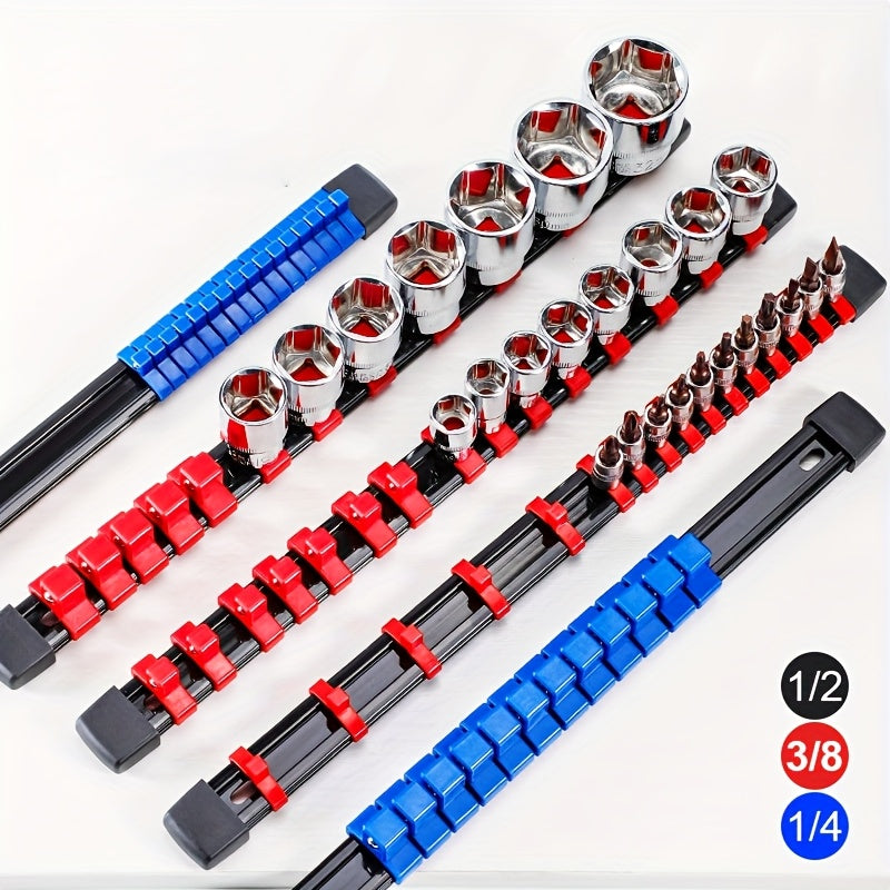 Socket Organizer Wall Rack for 1/4, 3/8, and 1/2 Inch Ratchet Sockets