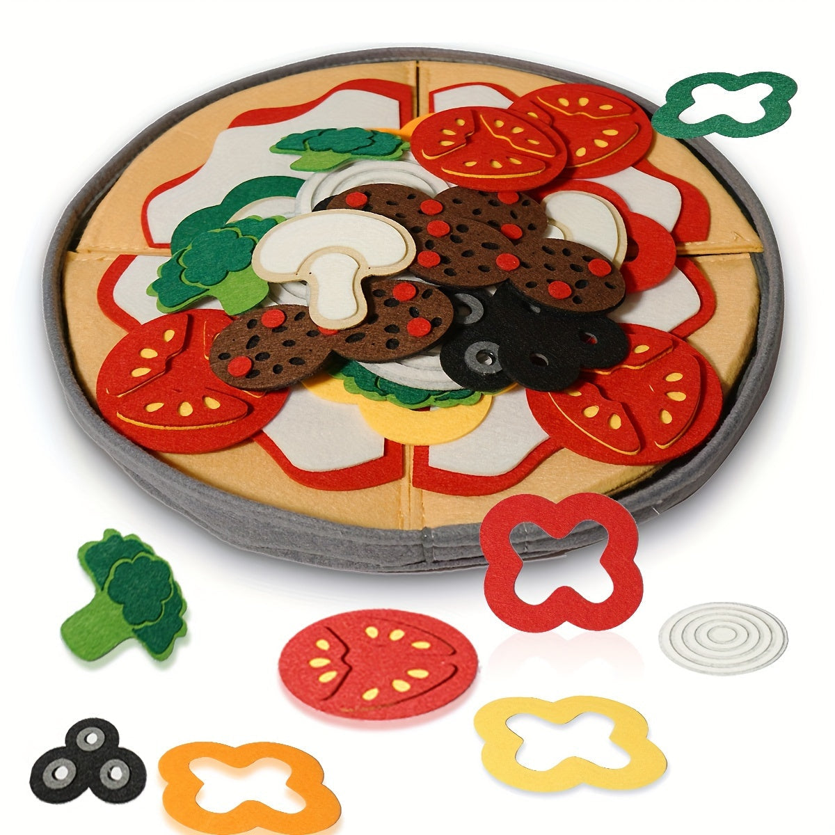 Kids' Toy Food Set 41-Piece Velvet Pizza Play Food for Children Kitchen Roleplay