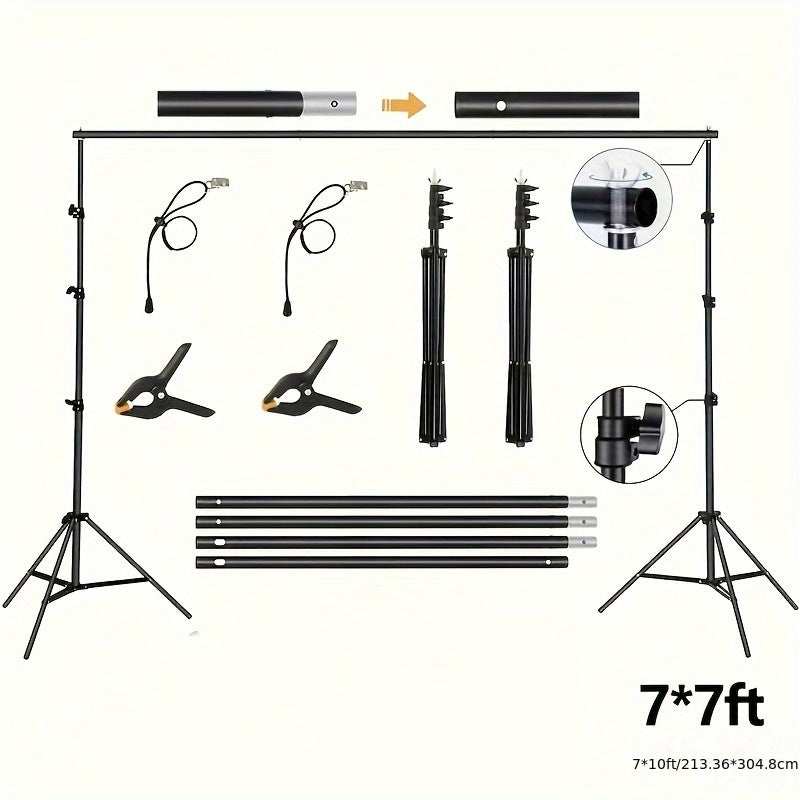 Adjustable Photography Backdrop Stand 7x7ft or 7x10ft with Clamps and Carrying Bag