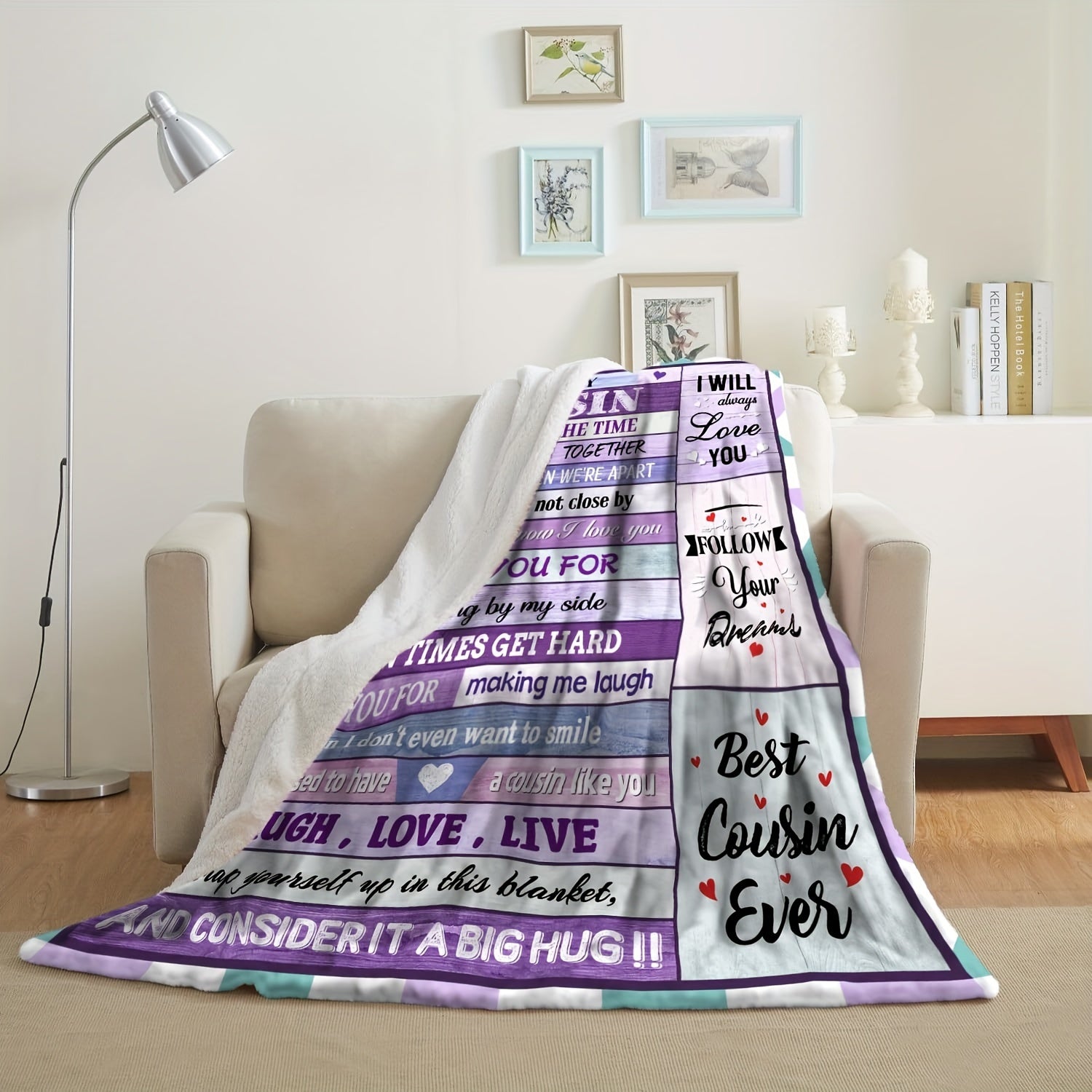Polyester Throw Blanket with Encouraging Quotes for All Seasons