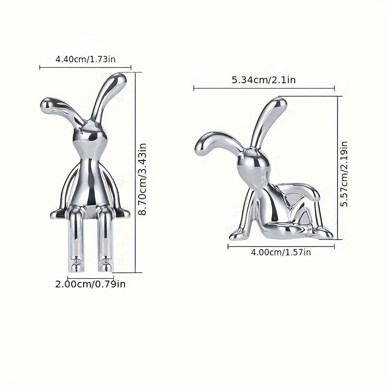 Gold and Silver Electroplated Sitting Rabbit Figurine for Home and Office Decor