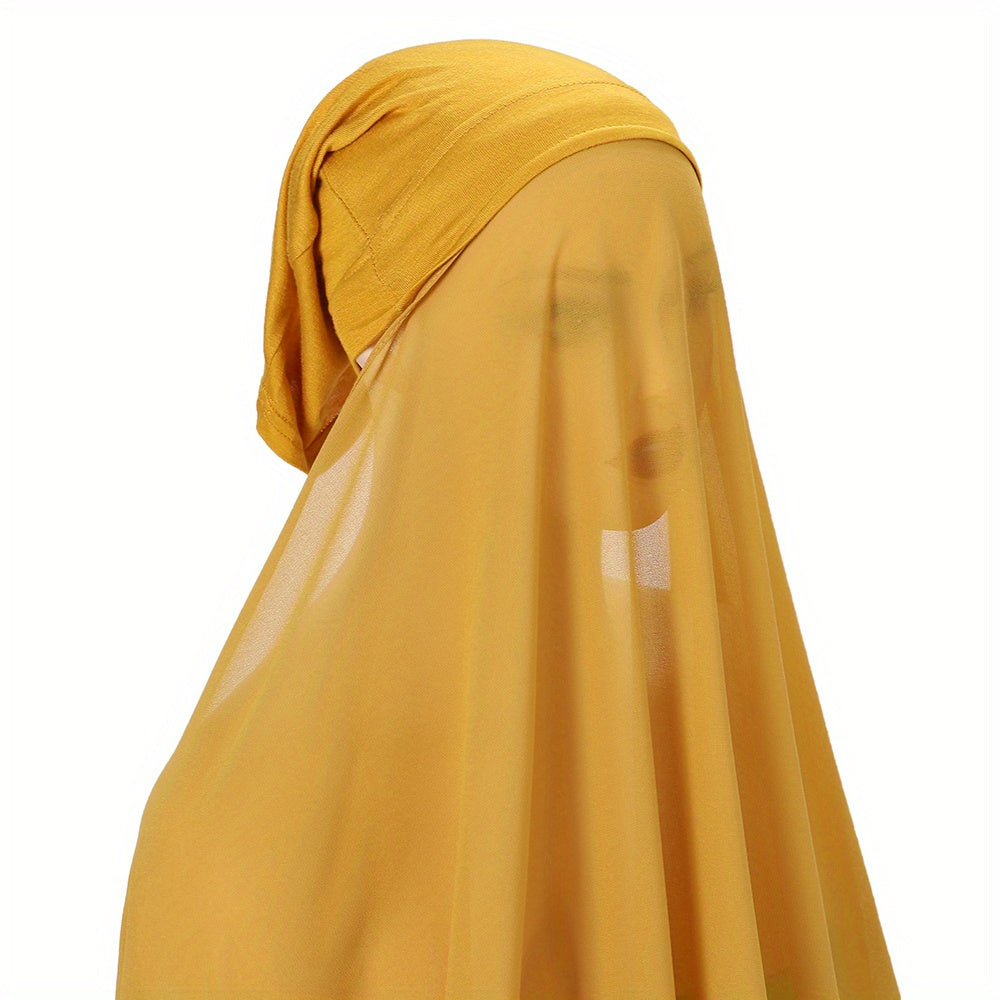 Women's Chiffon Instant Hijab Set with Tube Undercap Lightweight Head Cover