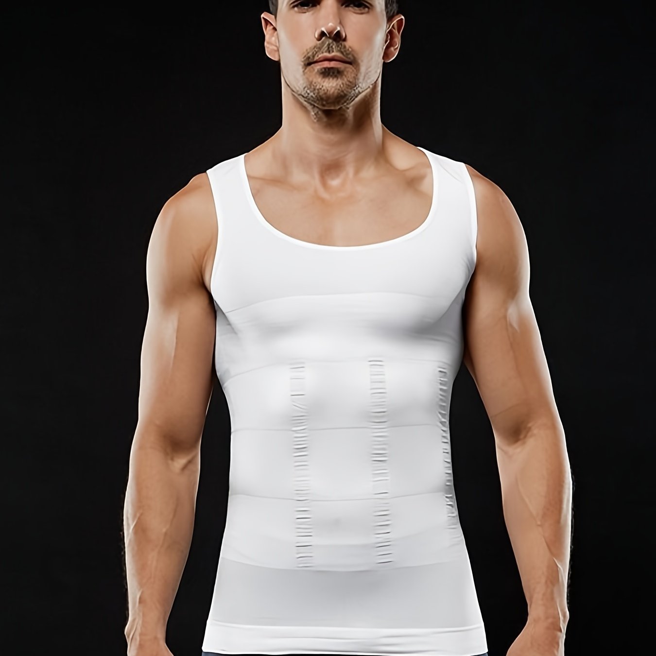 Men's Slimming Compression Tank Top High Stretch Solid Color Sleeveless Vest