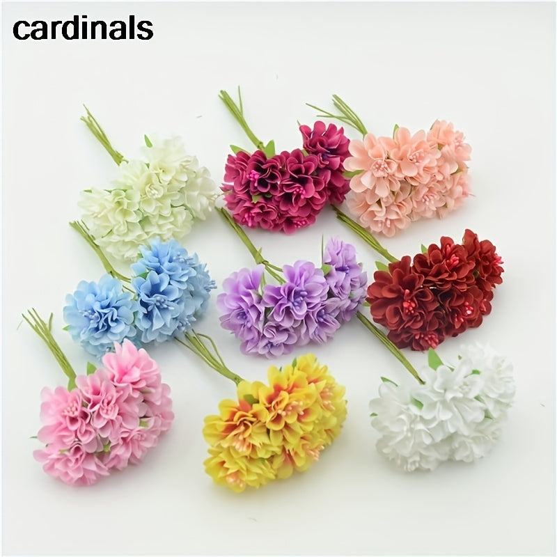Mini Artificial Hydrangea Bouquet with 6 Heads Plastic Carnation Flowers for Home Decor Weddings