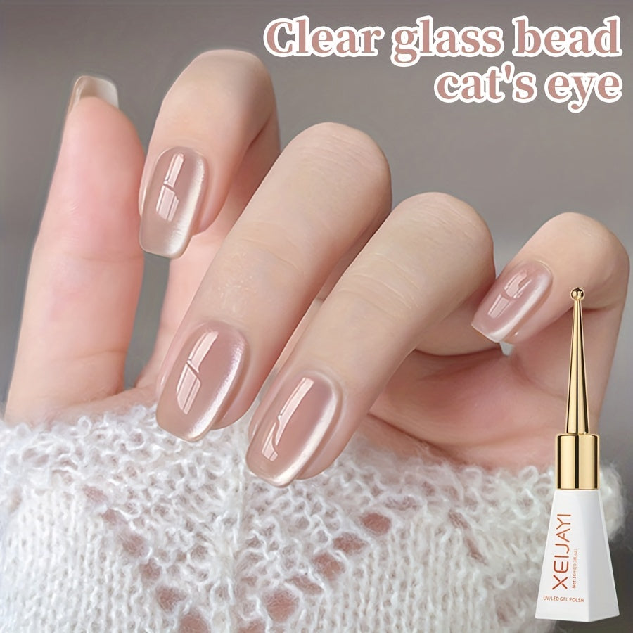 Women White Porcelain Cat Eye Nail Polish Gel with Magnetic Effect