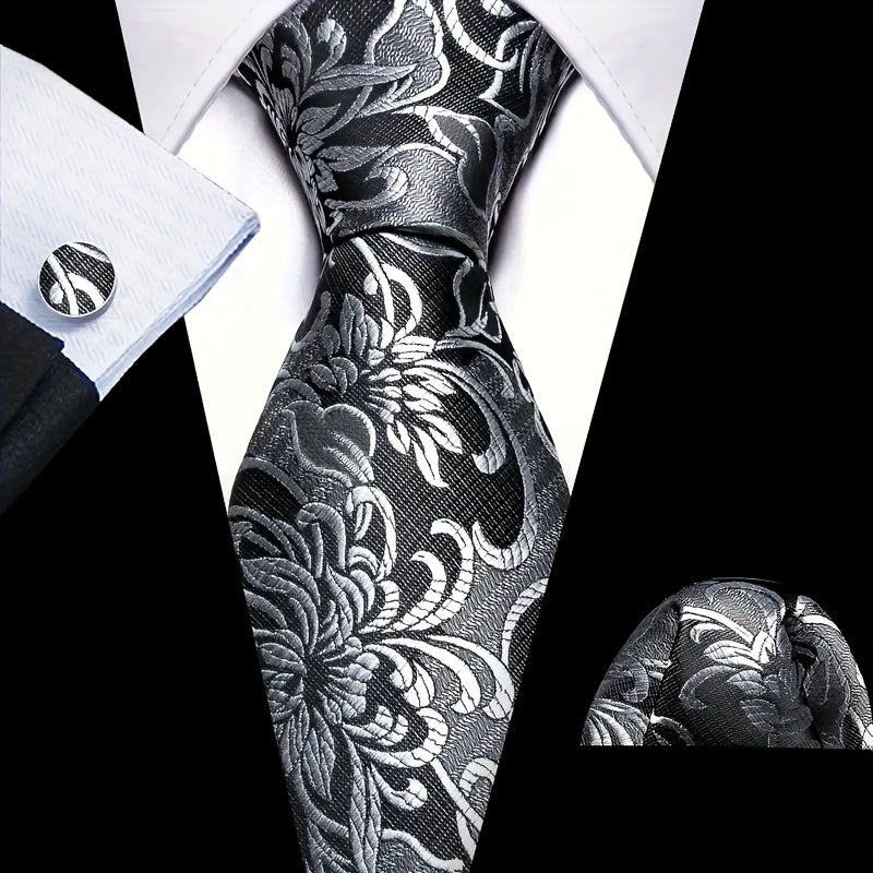Men's Necktie Set with Cufflinks, Striped Fashion for Business and Parties
