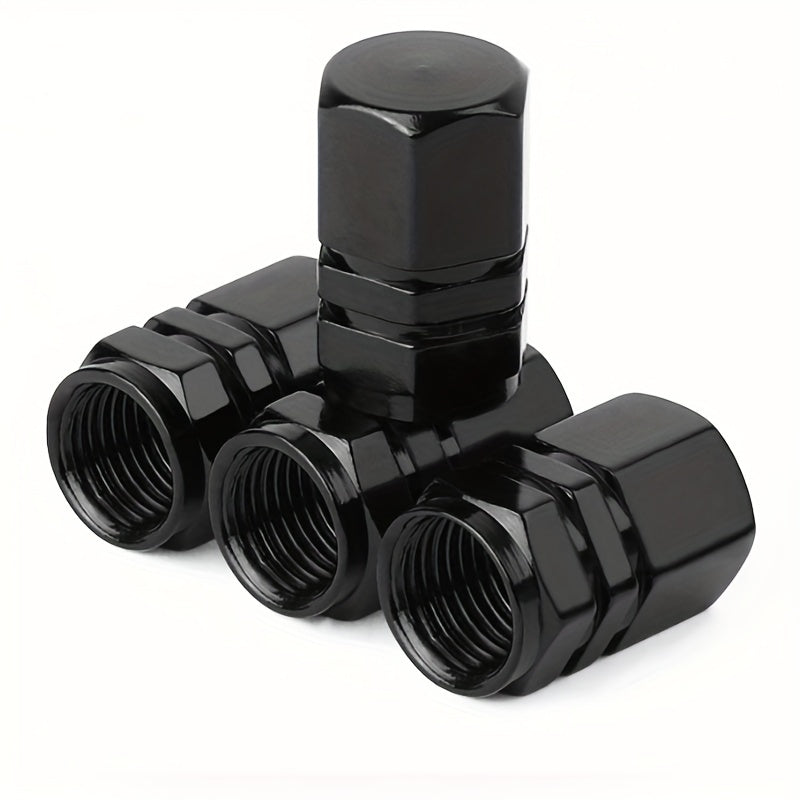 Set of 4 Aluminum Alloy Tire Valve Caps for Cars and Motorcycles