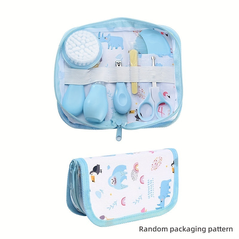 Kit de cuidado para bebé 6 piezas Juego de viaje Aspirador nasal Cepillo de baño Cortauñas Rosa Azul