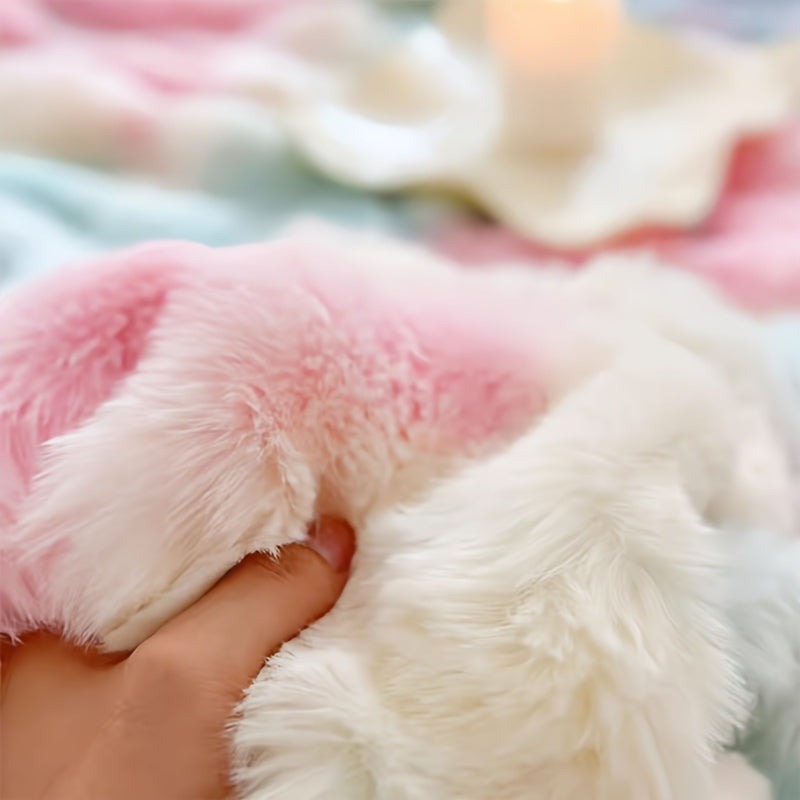 Manta reversible de pelo sintético de conejo para calor y comodidad