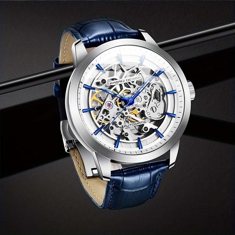 Men's Self-Winding Skeleton Watch Stainless Steel Pointer Series Sports Watch