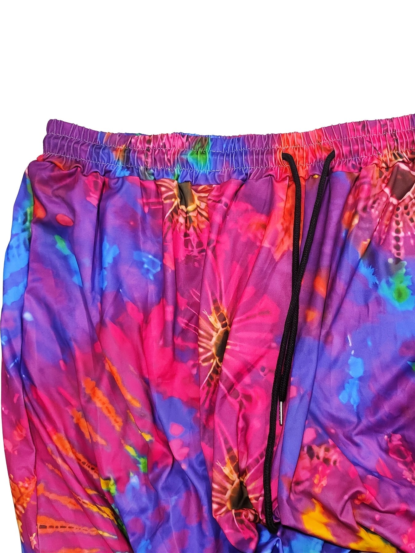 Women's Plus Size Tie Dye Wide Leg Pants Casual All-Season Polyester Knit