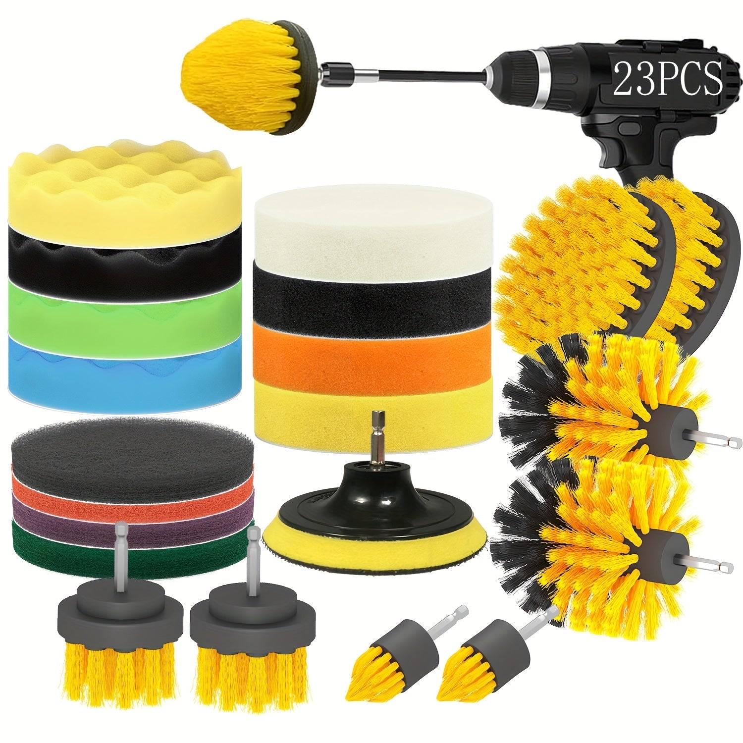 23-Piece Drill Brush Attachment Set for Grout Tiles Bathroom Kitchen Cleaning