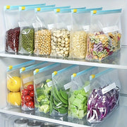 Reusable Zippered Storage Bags Set, Clear, Pantry Organizer for Fruits and Vegetables