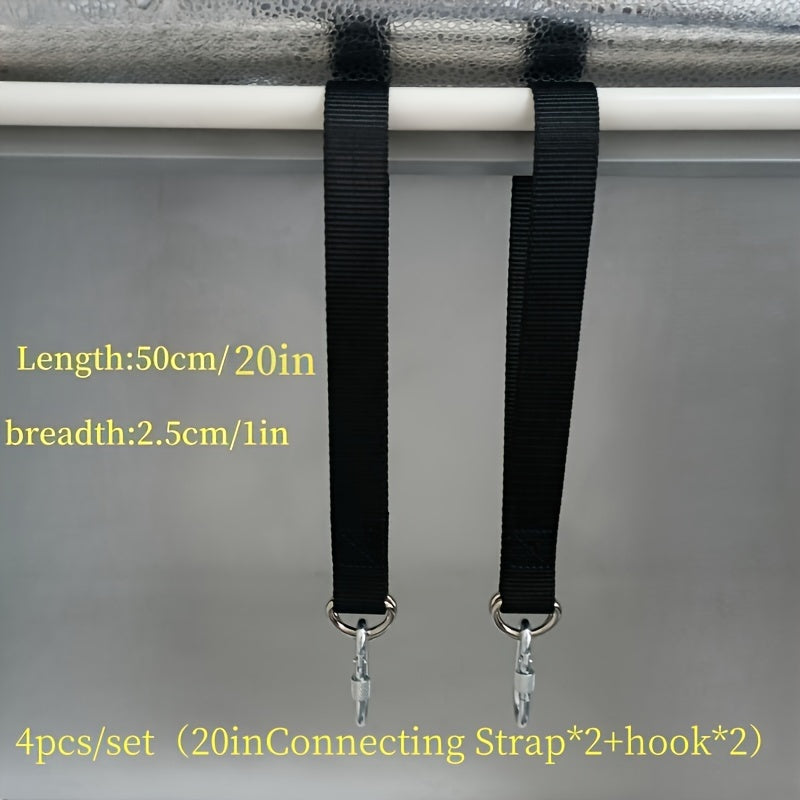 4pcs Outdoor Hanging Strap Set with Hooks Black Webbing for Camping Swings Sandbags Hammocks