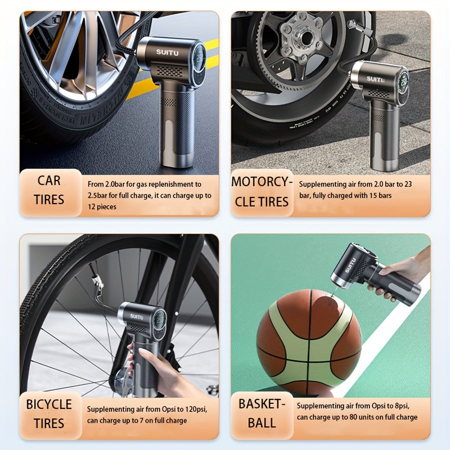 Digital Wireless Handheld Air Compressor Pump with LED Light and USB Battery Power for Car Motorcycle Bicycle Balls
