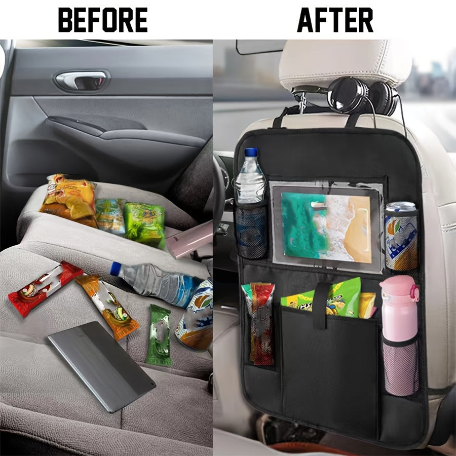 Durable Oxford Car Seat Back Organizer with Tablet Pocket and Storage Bag