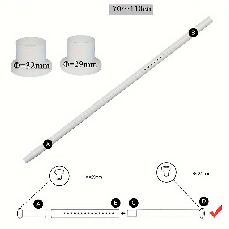 Heavy Duty Adjustable Metal Tension Curtain Rod for Shower Room Divider Window
