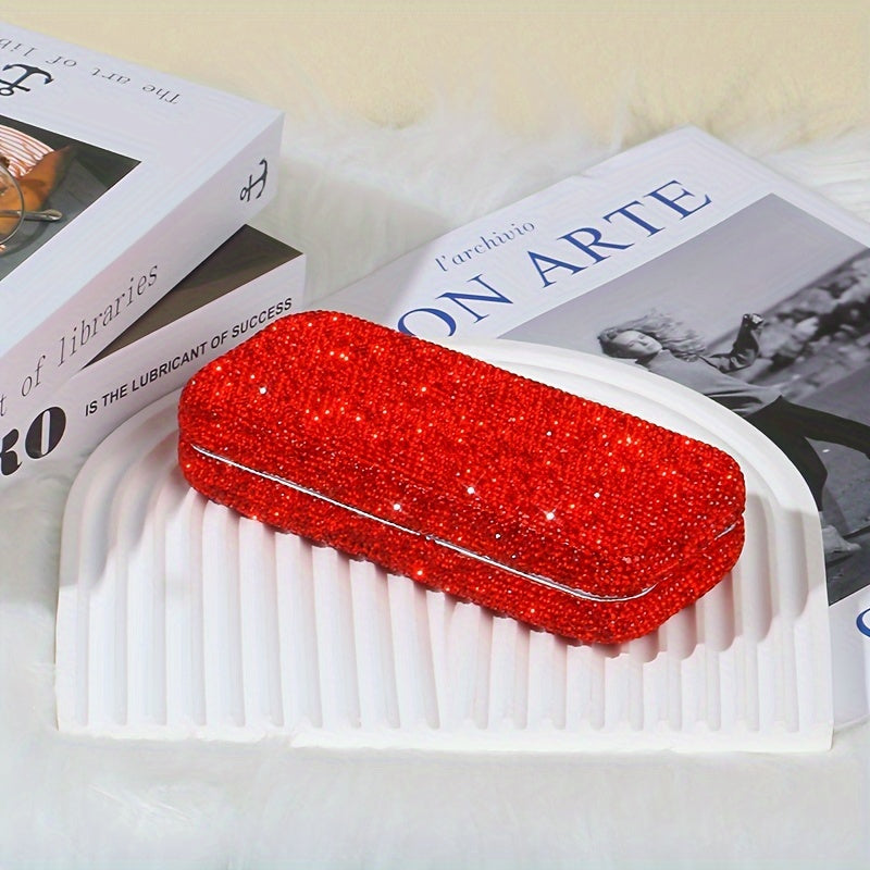 1 dona porloq rhinestone ko'zoynak qutisi, plastik ko'zoynak va o'qish ko'zoynaklari uchun ushlagich, ko'zoynaklar uchun diqqatni tortadigan saqlash tashkilotchisi qutisi