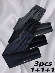 Men's Casual Running Pants 3-Pack Polyester Breathable Quick-Dry Summer