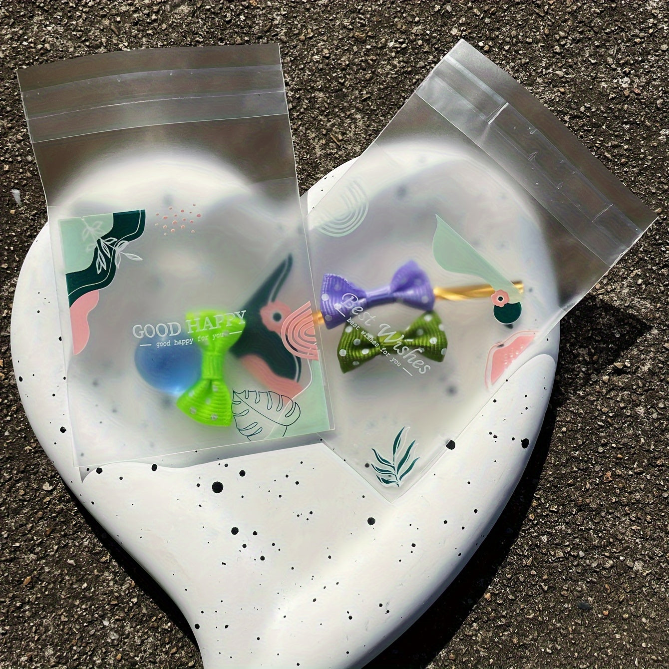 100 dona Frosted sovgʻa qadoqlash sumkasi, fern bargi va gul naqshli