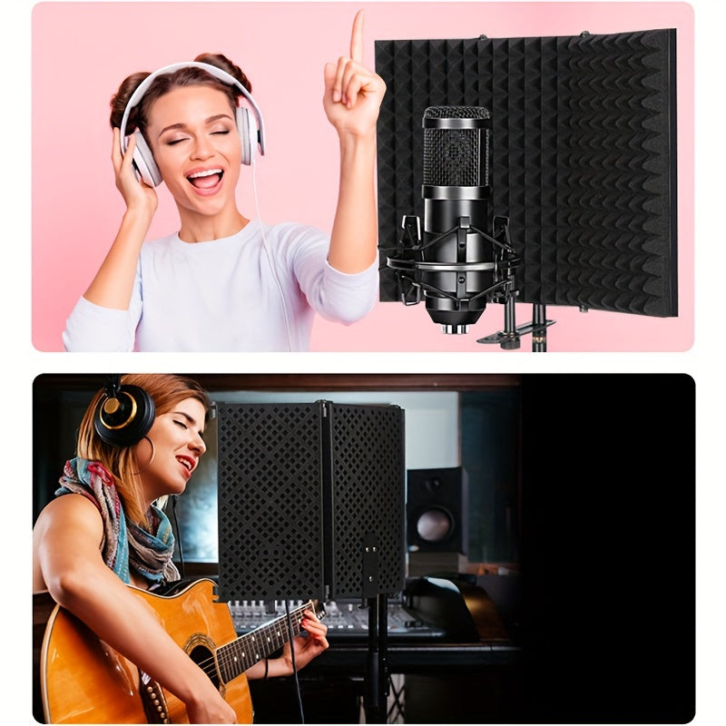 High-Density Foam Sound Absorption Panel for Noise Reduction and Vocal Recording Black