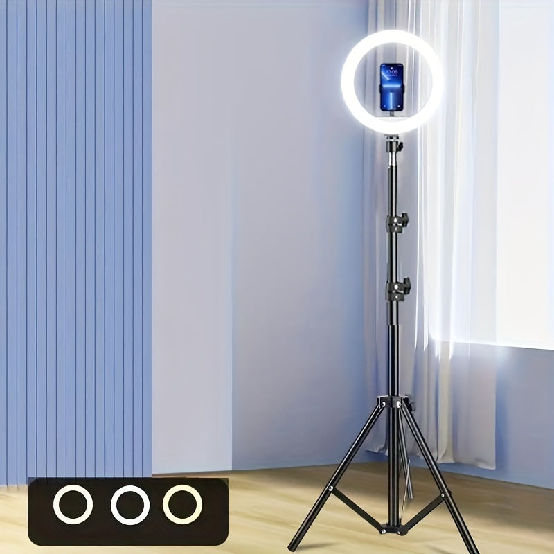 12-Inch LED Selfie Ring Light with Tripod Stand and Phone Holder USB Powered Adjustable Brightness