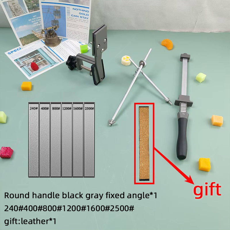 Dual Grit Angle Grinder Circular Handle Black Gray Fixed Angle Sharpener for Kitchen Outdoor Use