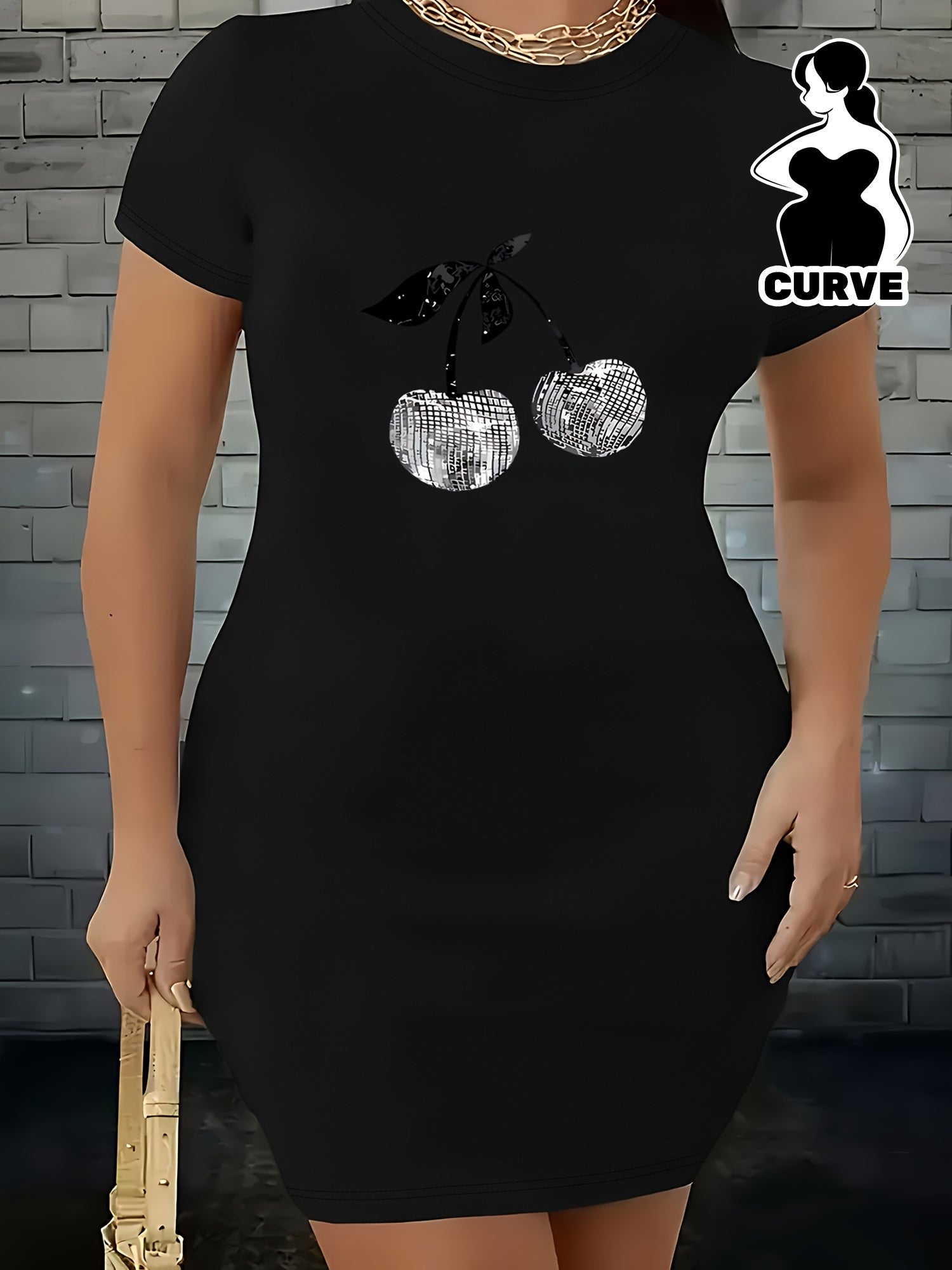 Plus Size Women's Summer Stretchy T-Shirt Dress Short Sleeve Bodycon