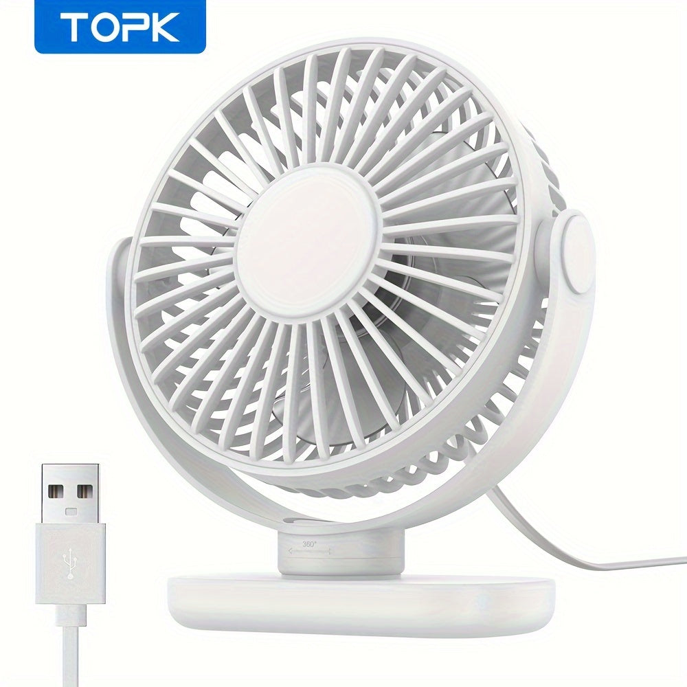Personal USB Clip Desk Fan with Powerful Airflow, Whisper-Quiet, Portable, Adjustable Clamp