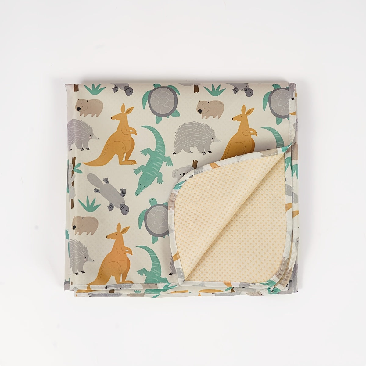 Non-Slip Waterproof Play Mat for Kids 109cm Square with Animal Print and Portable Picnic Blanket