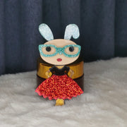 Vintage Rabbit Acrylic Brooch Cartoon Retro Irregular Shape Jewelry