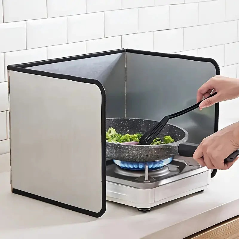 Stainless Steel Foldable Kitchen Splash Guard for Stove Top Protection with High-Temperature Oil Net