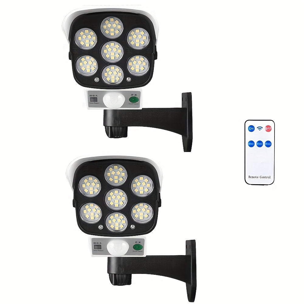 Solar Powered LED Wall Lights with Motion Sensors Remote Control IP44 Weatherproof for Outdoor Yards Garages Farms