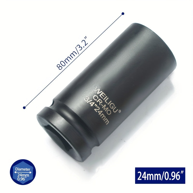 Тяжелая пневматическая головка-ключ 3/4 дюйма, средняя длина, хром-ванадий