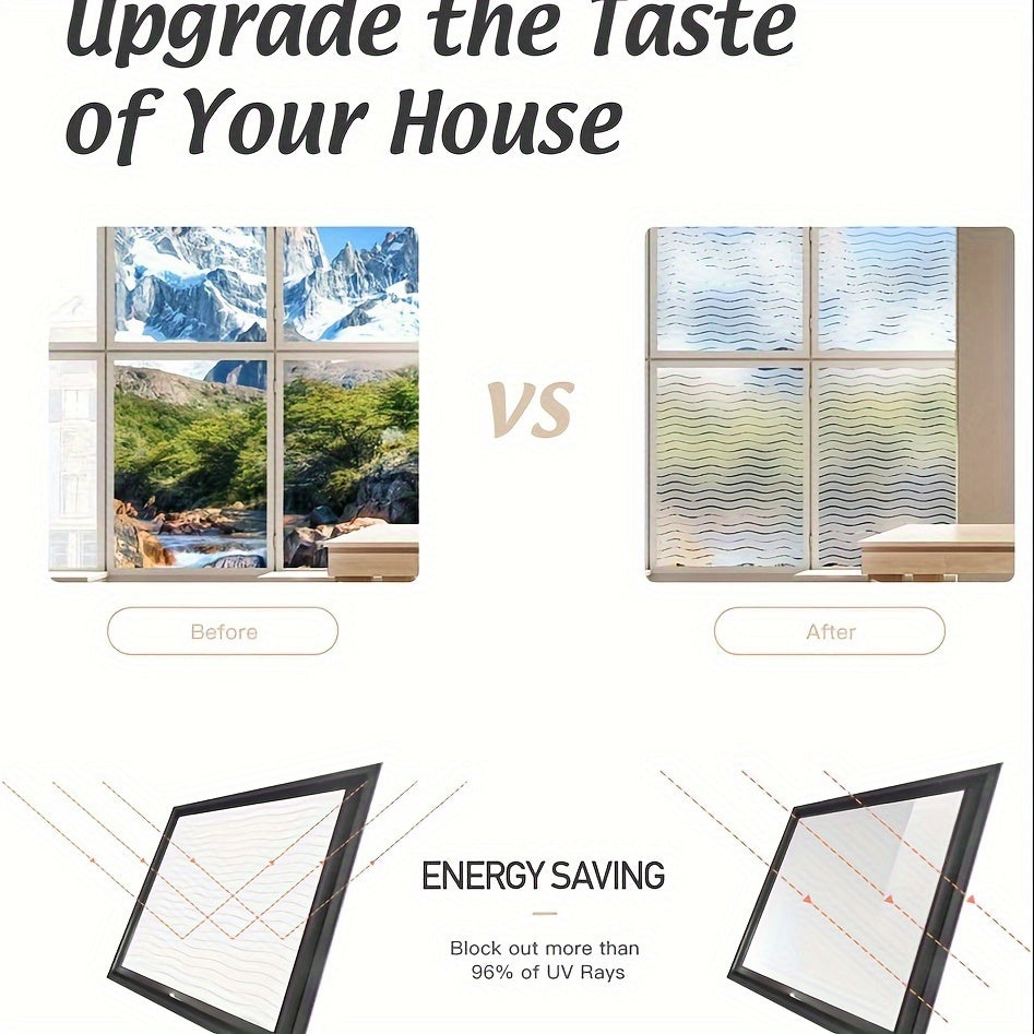 Wave Pattern Window Film Static Clings Privacy Decorative Glass Sticker