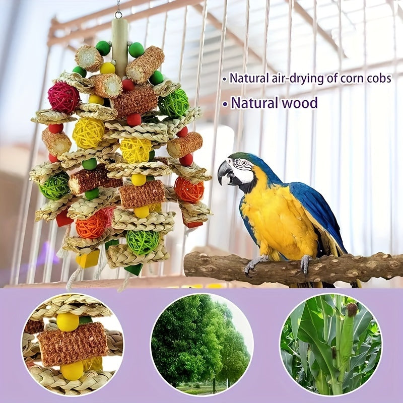 Colorful Wooden Bird Swing Toy with Bell for Small Birds Finches Budgies Conures Lovebirds