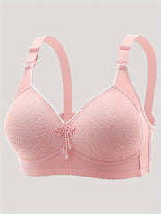 Mature-Style Full-Coverage Wireless Bra with Adjustable Straps and Secure Closure