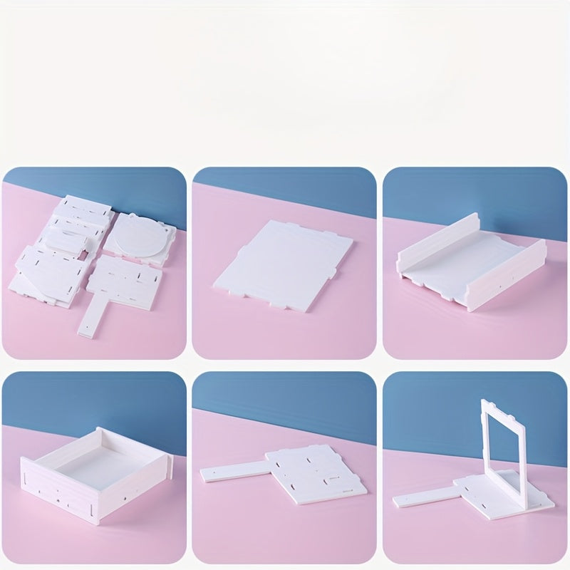 Countertop Makeup Organizer with Mirror Drawer Floral Design for Skincare and Phone Storage