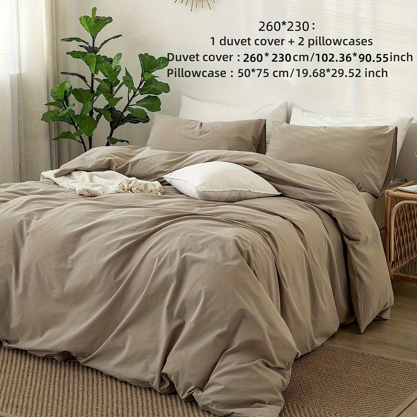 Bedding Set with Quilt Cover and Pillowcases Soft Brushed Fiber Wrinkle and Fade Resistant