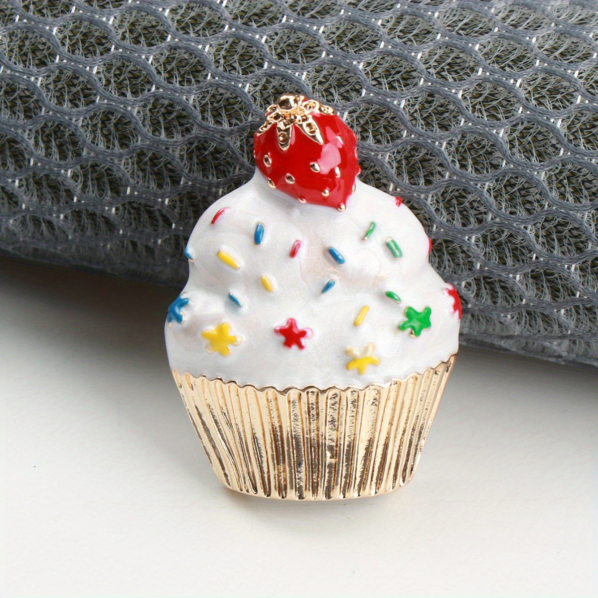 Enamel Cartoon Cupcake Brooch Pin Irregular Shape for Women Fashion Accessory