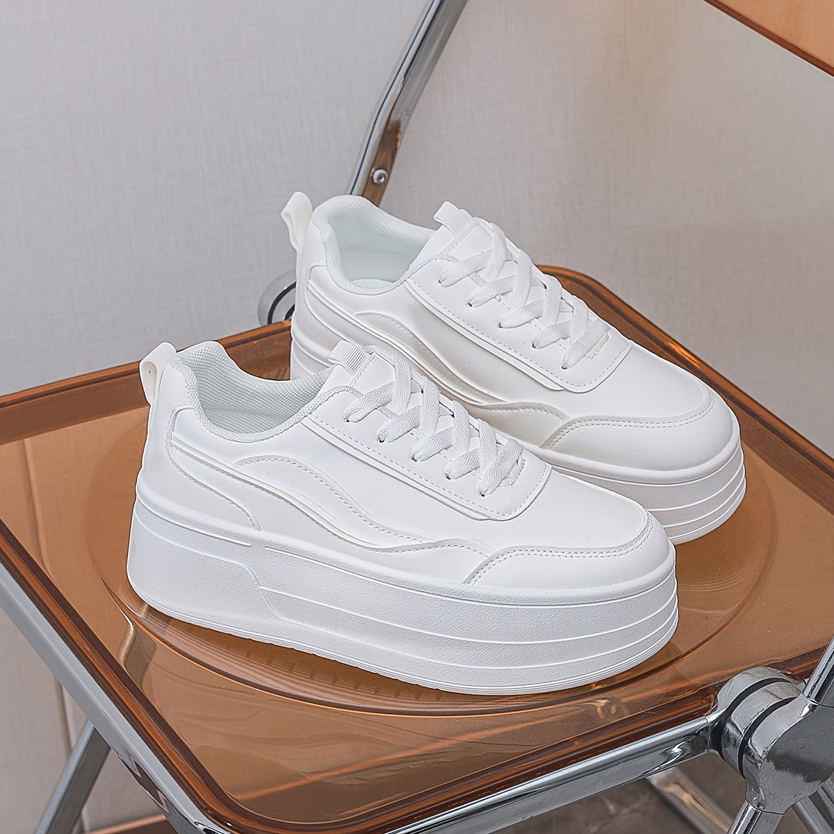 Women's Low-Top Lace-Up Sneakers White Casual All-Day Comfort